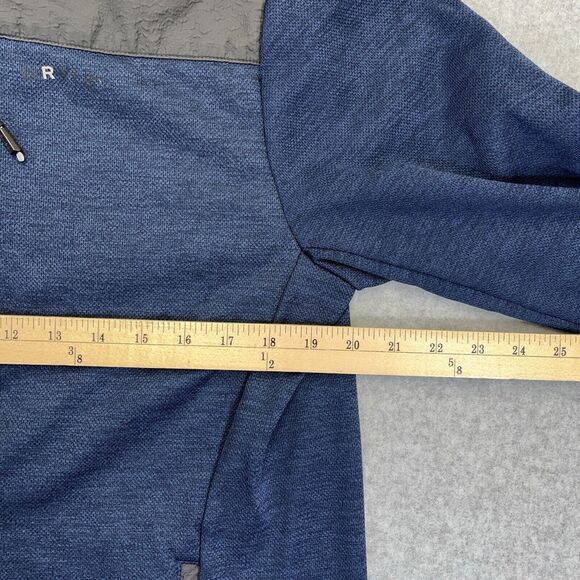 ORVIS Mens Medium M Bonded Mesh Fleece Full Zip Jacket Blue Gray Textured READ - Picture 9 of 10